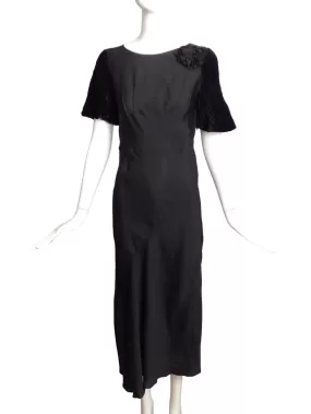 1930s Black Silk Bias Cut Gown, Size 4