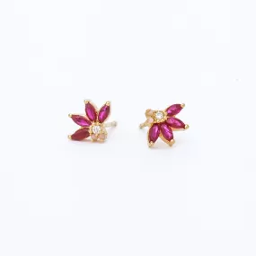 Amalfi Ruby & Diamond & Pink Opal Half Flower Studs