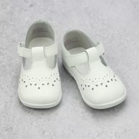 Angel Baby Girls White Leather T-Strap Mary Janes