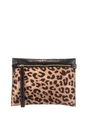 Animal Print Zip Clutch / Crossbody