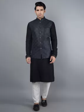 Black & Grey Bandhgala Jacket | TULA