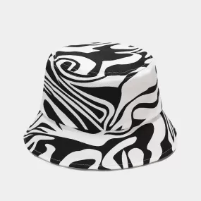 Black Beige Striped Zebra Print Bucket Hats For Womens Ladies Gifts