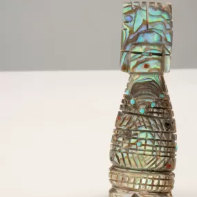 Carl Etsate Abalone Corn Maiden Handmade Zuni Fetish Carving