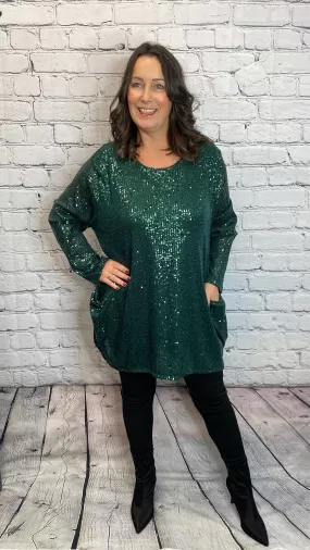 CHARLOTTE Sequin Pocketed Top