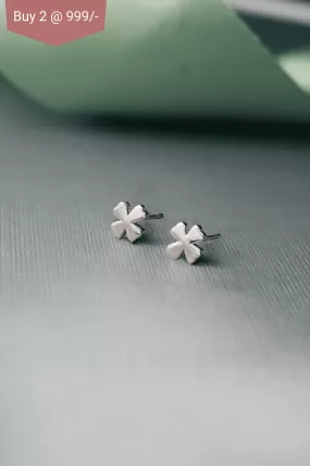 Clover Leaf Flower Mini Sterling Silver Stud Earrings