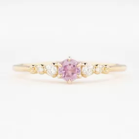 Estel Fleur Ring 4mm 0.30ct Pink Madagascar Sapphire, 14K Yellow Gold