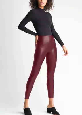 Faux Leather Shaping Legging with Side Zip