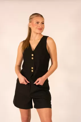 Find a Getaway Black Tailored Vest Top