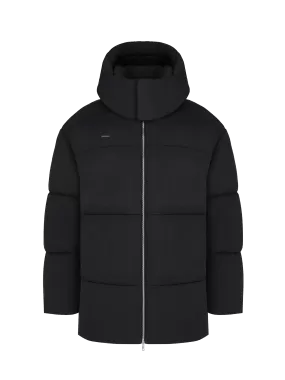 Flower-Warmth Recycled Nylon Long Puffer—black