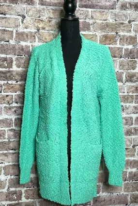 {IN THE SPRING} Mint Green Popcorn Cardigan with Pockets