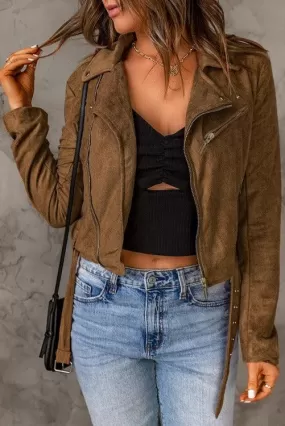 Jacket Vegan Suede Zip Detail