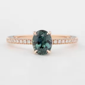 Maria Ring - 1.48ct Peacock Green Ceylon Sapphire, 14k rose gold (One of a kind)