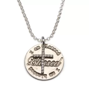 Mariamor Blessed, CZ Cross Necklace, Sterling Silver