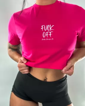 Salty Savage Ladies "Fuck Off" Performance Crop Tee | Micro