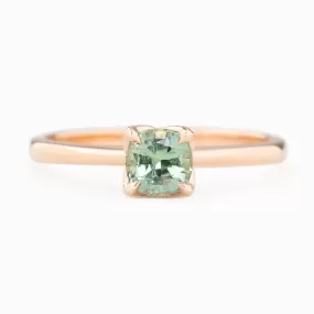 Sara Ring - 5mm 0.71ct Light Green Montana Sapphire, 14k rose gold