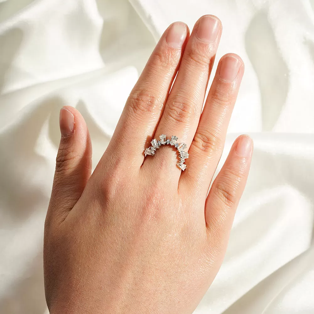 Unique Tapered Baguette Moissanite Wedding Ring