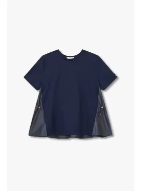 Women s Drawstring Mix T Shirt Navy